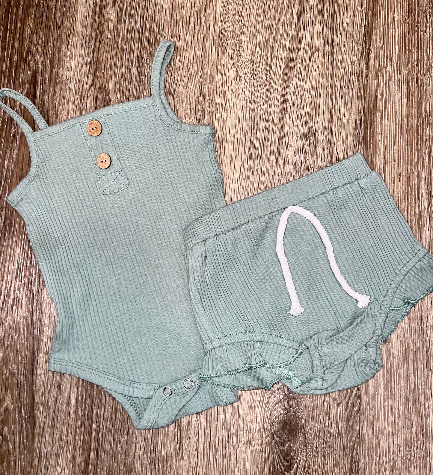 Green Ribbed Set