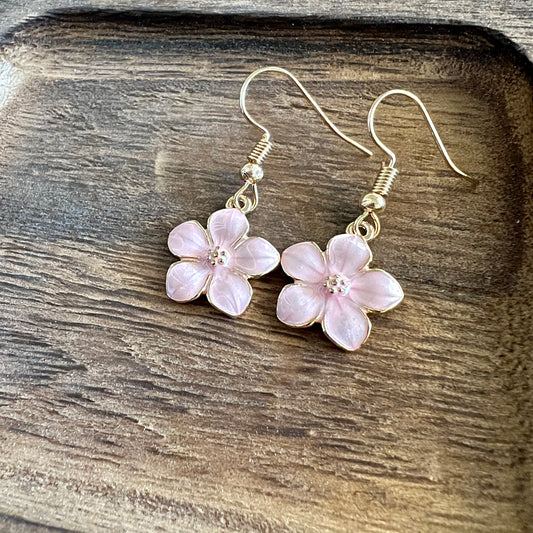 Pink Flower Drop Earrings