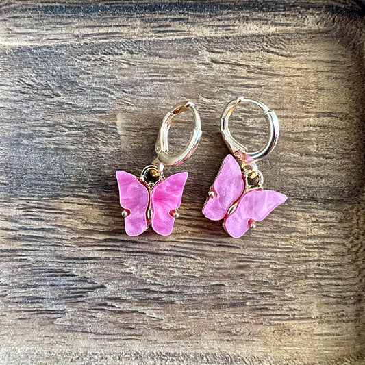 Pink Butterfly Earrings