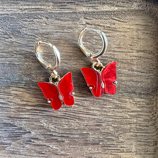 Red Butterfly Earrings